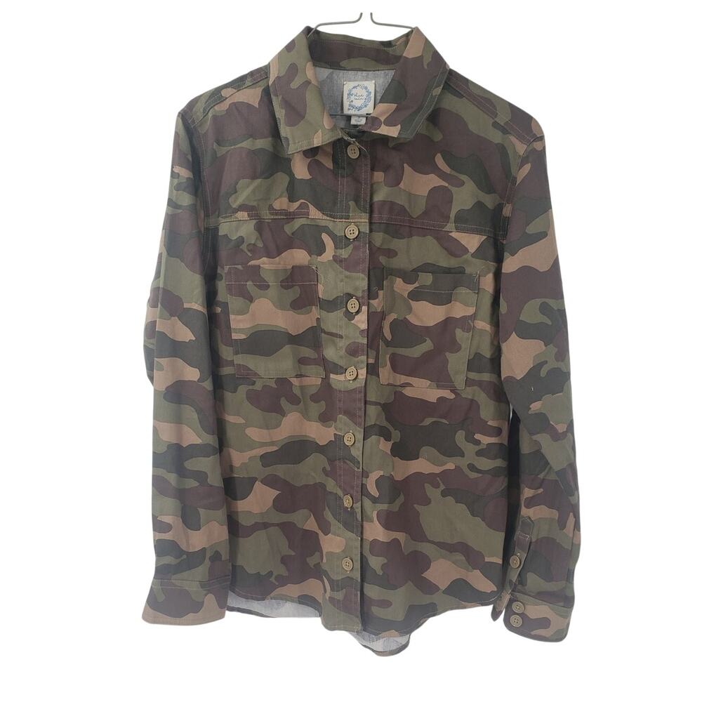 BLUE RAIN Button Down Camouflage Top Womens Size Small S